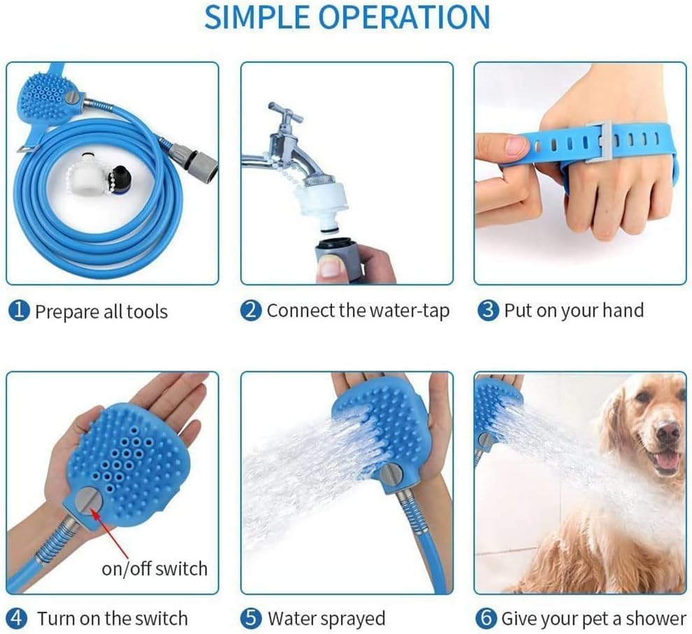 Pomme de douche pour chiens avec brosse